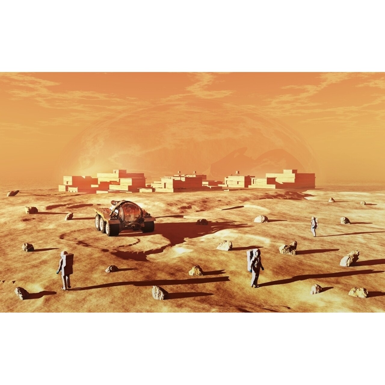 Humanity Exploring And Terraforming The Planet Mars Poster Print By Mark Stevenson/Stocktrek Images